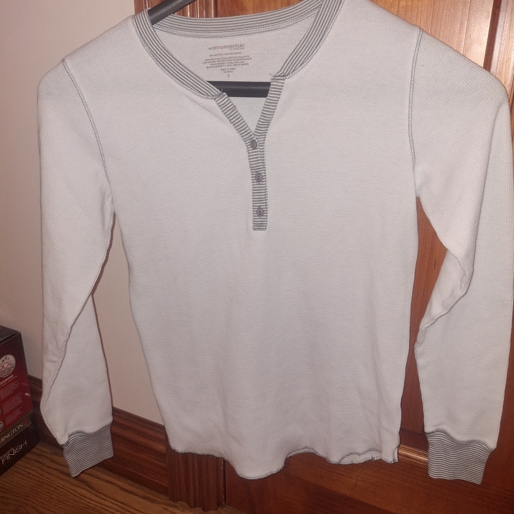 Women's Long Sleeve Henley Top - White